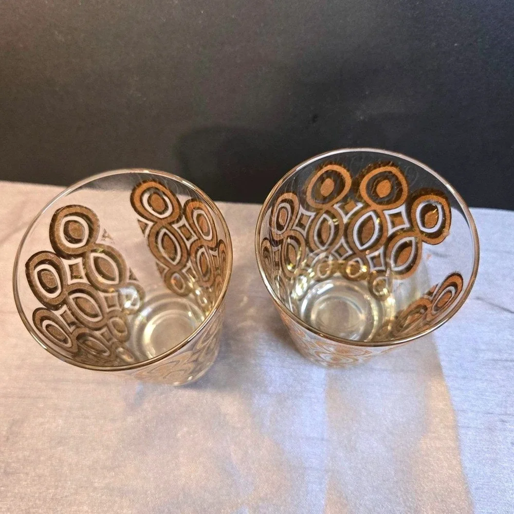 Vintage Culver Hollywood Regency Double Old Fashion Glasses (Set of‎ 2)